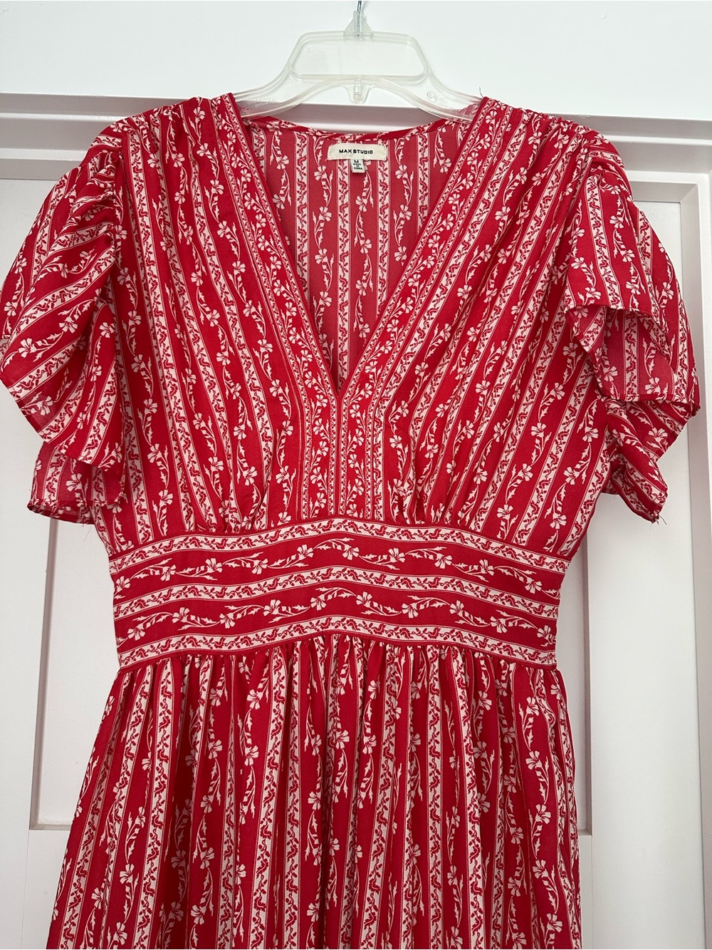 Max Studio Red Printed V-Neck Maxi Dress - Picture 3 of 4